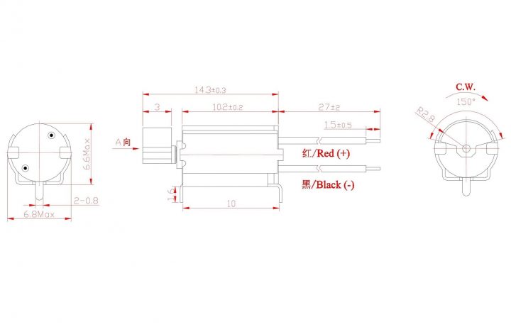 VZ6SL2B0060071 (old p/n Z6SL2B0060071) PCB Mount Through Hole Vibration Motor Drawing