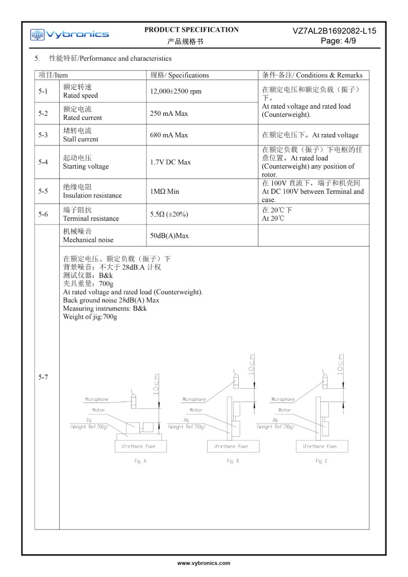 VZ7AL2B1692082-L15 Water Resisitant Encapsulated Vibration Motor Data 3
